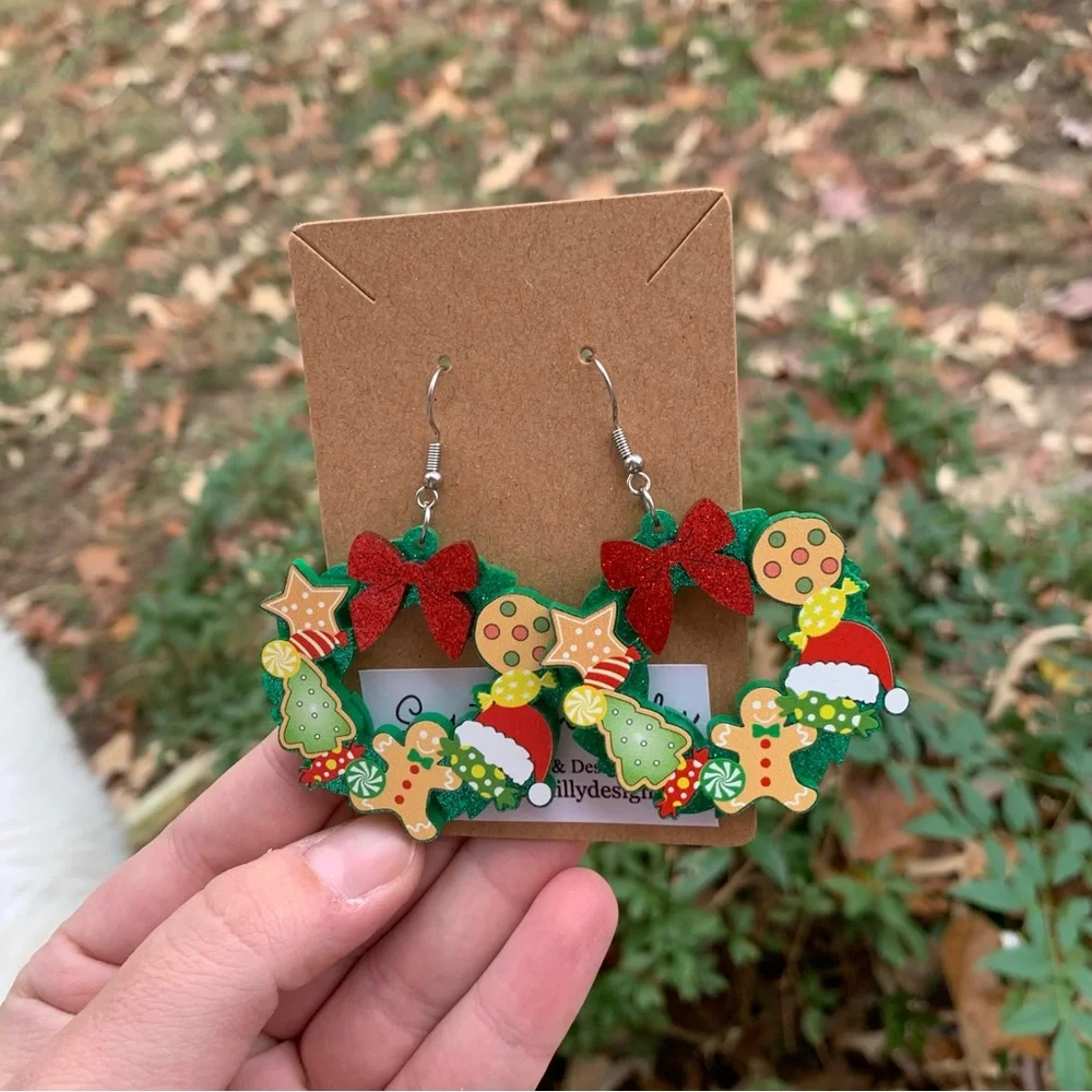 Christmas Wreath Christmas Earrings
